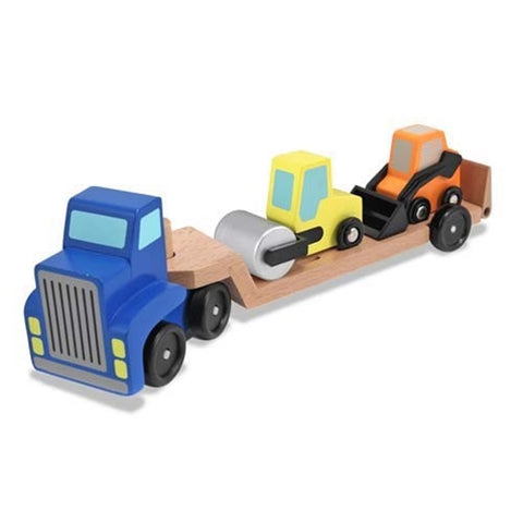 Camion transportor cu platforma cu utilaje de constructii Melissa and Doug