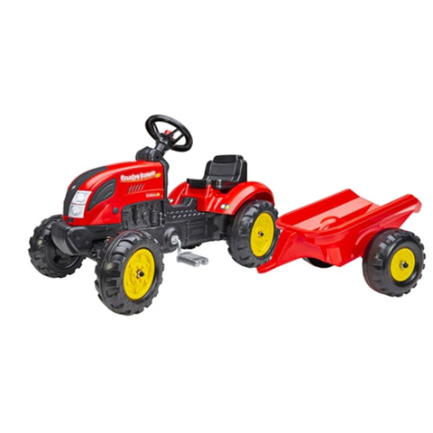 Tractor cu pedale si remorca pentru copii, ,Rosu, 2058L