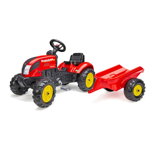 Tractor cu pedale si remorca pentru copii, ,Rosu, 2058L