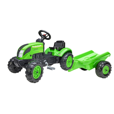 Tractor cu pedale si remorca pentru copii, ,Verde, 2057L