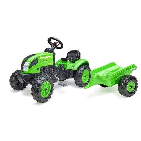 Tractor cu pedale si remorca pentru copii, ,Verde, 2057L