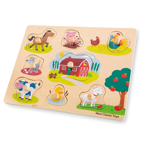 New Classic Toys-Puzzle din Lemn Ferma, 9 piese