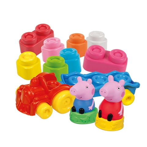 Clementoni  - Set Trenulet Peppa Pig si Cuburi Soft Clemmy