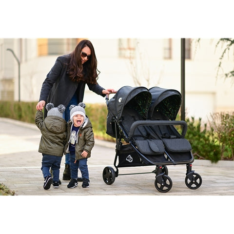 Lorelli -Carucior Sport pentru Gemeni Duo Black Dots cu Husa de Picioare si Geanta