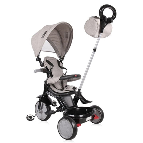 Lorelli - Tricicleta Multifunctionala cu Sezut Rotativ 360 Lucky Crew, Grey & Black