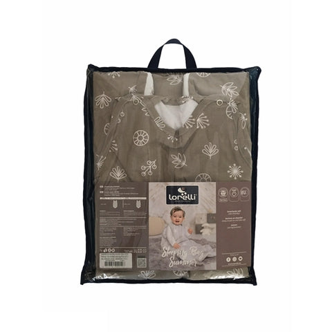 Sac de dormit, primavara/vara, pentru copii cu inaltimea maxima de 85 cm, Abstract Leaves Grey & Beige