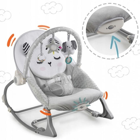 Ricokids - Balansoar Multifunctional Ricokids Panda cu Vibratii si 3 Jucarii, Gri