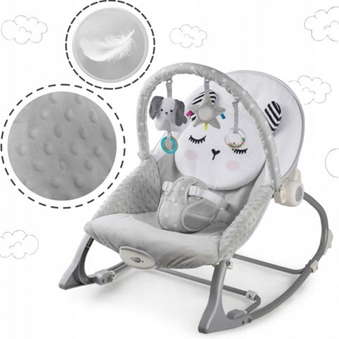 Ricokids - Balansoar Multifunctional Ricokids Panda cu Vibratii si 3 Jucarii, Gri