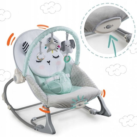 Ricokids  - Balansoar Multifunctional Ricokids Panda cu Vibratii si 3 Jucarii, Turcoaz