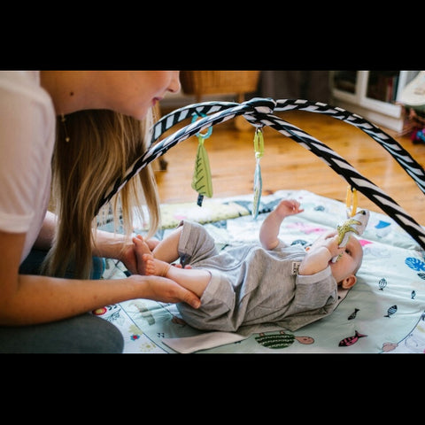 Kidwell - Salteluta de Joaca Eden cu Arcada Detasabila si Jucarii, Negru-Alb