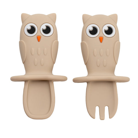 Set Tacamuri din silicon, AppeKids, OWL - Bubble Beige