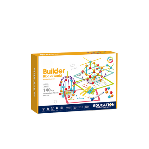 Set de constructie STEAM - Forme 3D ( 140 piese)