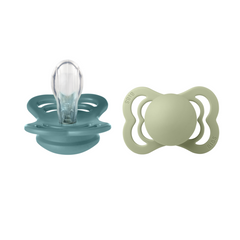 Bibs - Set 2 suzete Supreme Silicon, tetina simetrica, 0 luni +-Island Sea/Sage