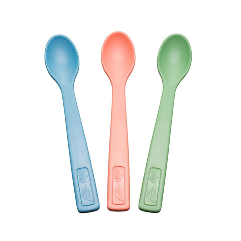 Set 3 lingurite colorate Eat Green pentru bebelusi, din plastic bio, lavabile in masina de spalat vase, 4+ luni, nip 37066