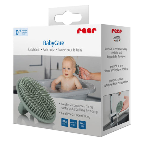 Perie de baie moale pentru bebelusi, din silicon alimentar, monobloc, fara BPA, 0+ luni, Reer BabyCare Bath Brush 81083