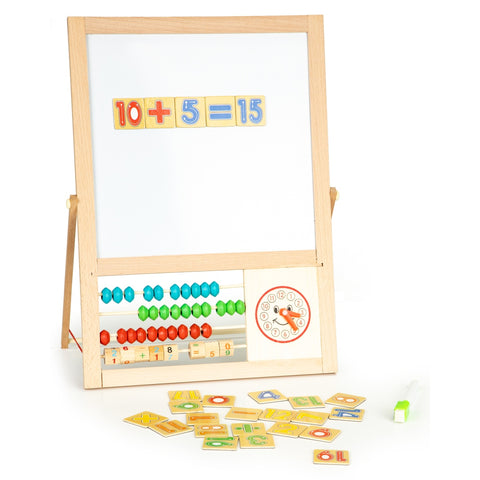 Tabla educativa, Ecotoys, 2 in 1, tabla magnetica, tabla pentru creta, abac, MB385