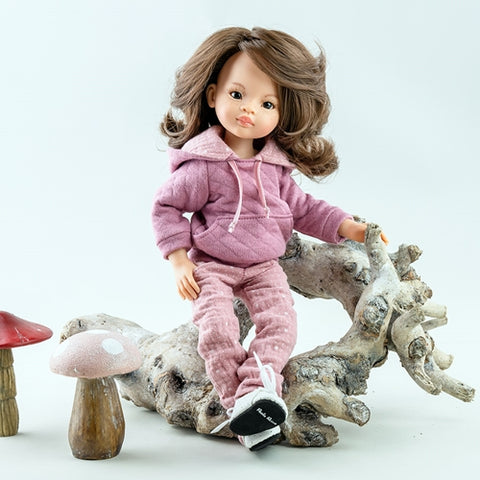 Papusa Liu 32 cm, 10 articulatii,in tinuta Dusty Pink, Amigas - Paola Reina