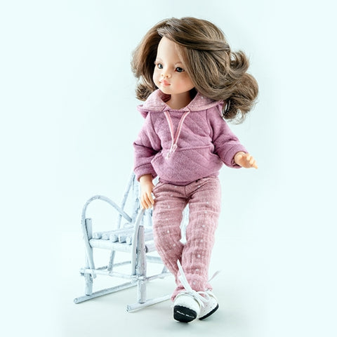 Papusa Liu 32 cm, 10 articulatii,in tinuta Dusty Pink, Amigas - Paola Reina