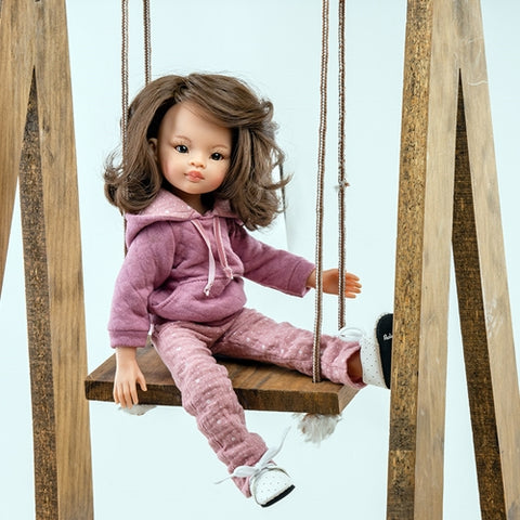 Papusa Liu 32 cm, 10 articulatii,in tinuta Dusty Pink, Amigas - Paola Reina