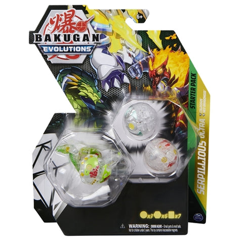 Spin Master - Set 3 Bakugani Spin Master Starter B Evolutions S4 Serpillious Ultra Verde, Colossus si Neo Dragonoid