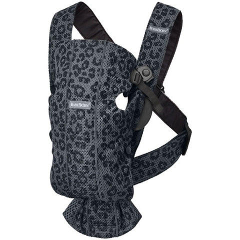 BabyBjorn - Marsupiu Anatomic BabyBjorn cu Multiple Pozitii de Purtare Mini Anthracite/Leopard 3D Mesh - Editie Limitata