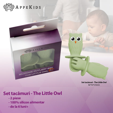 Set Tacamuri din silicon, AppeKids, OWL - Raw Green