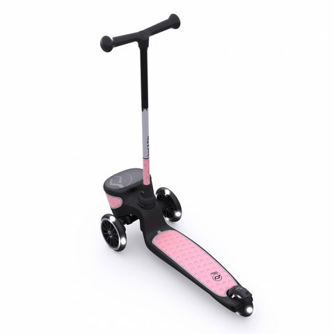 Trotineta copii pliabila cu roti luminoase, suport jucarie, Highwaykick 2 Lifestyle Rose Reflectorizant, 2 ani +, pana la 50 kg, Scoot Ride