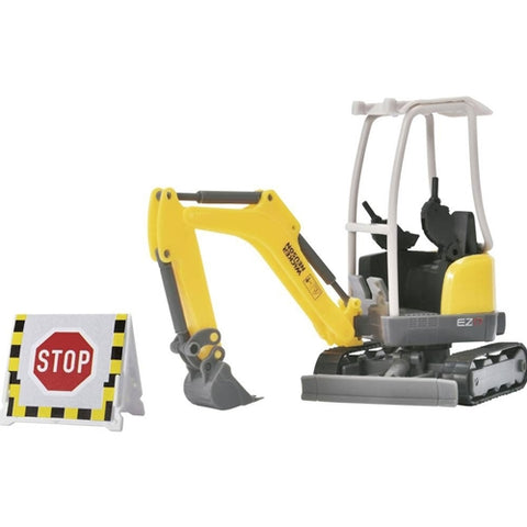 Dickie Toys - Set Excavator Dickie Toys Road Work Neuson cu Figurina, Semne Rutiere si Accesorii