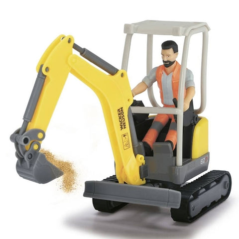 Dickie Toys - Set Excavator Dickie Toys Road Work Neuson cu Figurina, Semne Rutiere si Accesorii