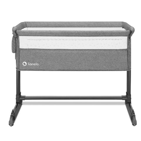 Patut co-sleeper, Lionelo, Theo, 2 in 1, Cu setare unghiulara, Reglabil in 5 pozitii pe inaltime, Conform cu standardele europeane de securitate EN1130 si EN16890, Grey Stone