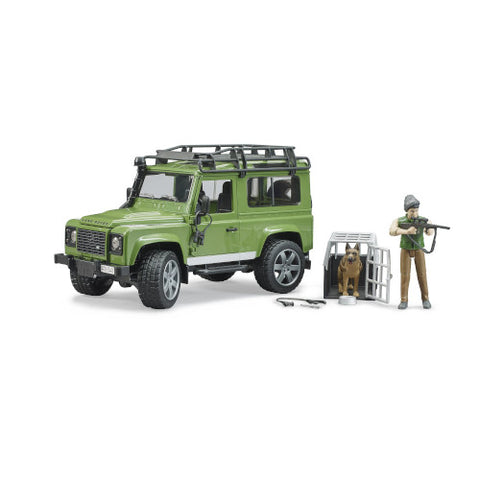 Bruder - Masina de Teren Land Rover Defender cu Padurar si Caine