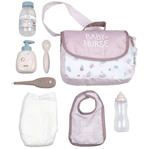 Smoby - Gentuta de Infasat pentru Papusa Smoby Baby Nurse Changing Bag Crem cu Accesorii