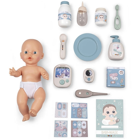 Smoby - Centru de Ingrijire pentru Papusi Smoby Baby Nurse Cocoon Nursery Maro cu Papusa si Accesorii