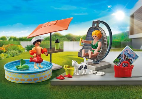 Playmobil-DISCTRACTIE LA PISCINA IN CURTE