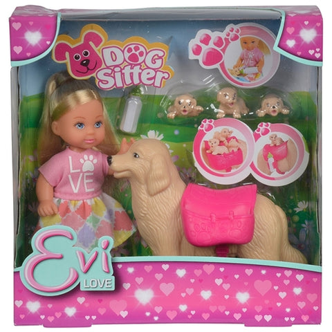 Simba - Papusa Simba Evi Love Dog Sitter 12 cm cu 4 Figurine si Accesorii