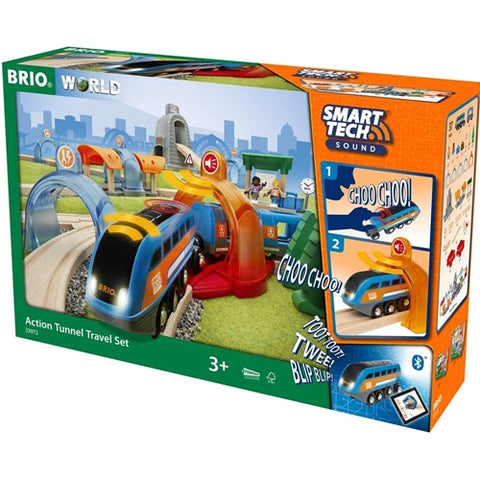 Brio  - Set de Joaca Smart Tech Brio - Tren de Calatori cu Sine si Tunel 