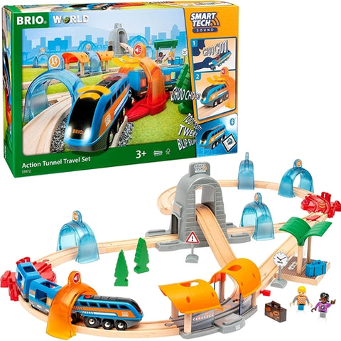 Brio  - Set de Joaca Smart Tech Brio - Tren de Calatori cu Sine si Tunel 