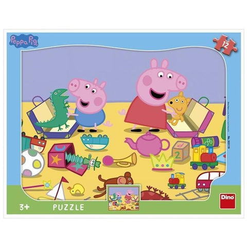 Puzzle cu Rama Dino La Joaca cu Peppa Pig 12 Piese