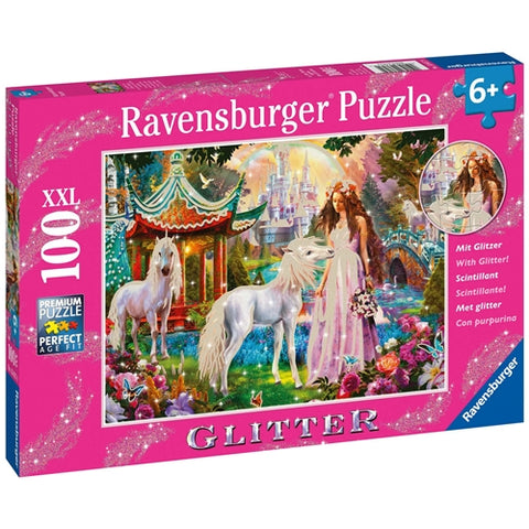 Puzzle Lumea Unicornilor, 100 Piese Glitter