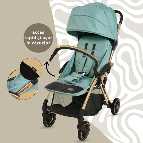 Carucior Sport AppeKids – Upp – Ultracompact, Pliere automata, De la nastere la 22kg - River Green