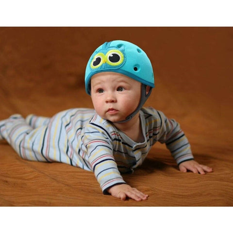 Casca protectie bebelusi cu spuma flexibila, ultrausoara, reglabila, 7-24 luni, albastra, Baby Owl, SHB002