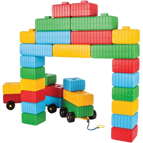 Jucarie Cuburi de Construit Pilsan Brick Blocks and Car Set 43 Piese
