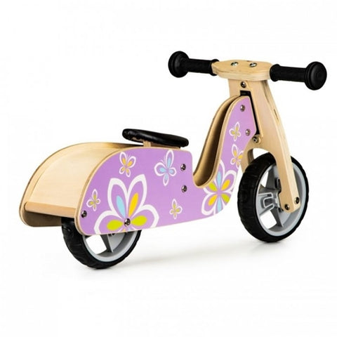 Bicicleta de echilibru din lemn cu roti EVA LC-V1330 - Violet cu fluturasi