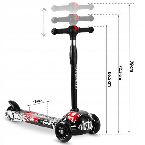 Trotineta cu Roti cu Led Piko Ricokids Negru - Alb - Rosu