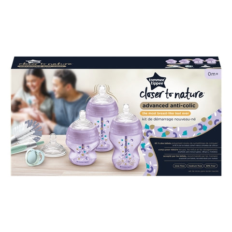 Kit Biberoane Tommee Tippee Nou-Nascut Advanced cu Sistem de Ventilatie 0 luni + Mov