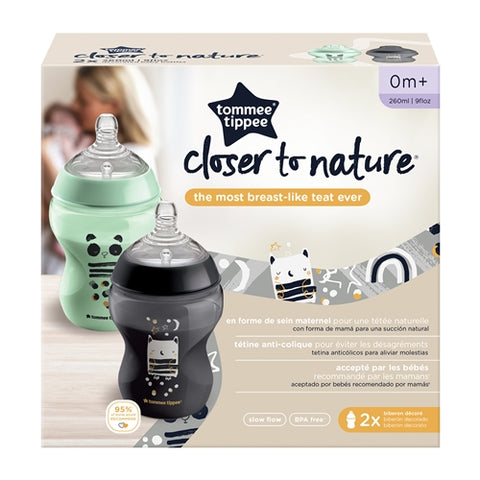 Biberon Closer to Nature Tommee Tippee 260 ml Negru/Verde 0 luni +