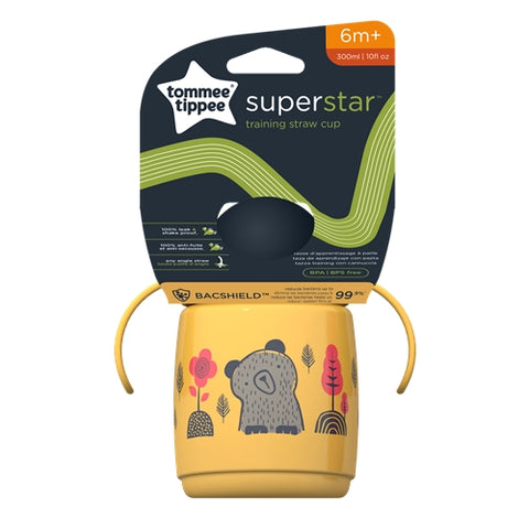 Cana cu Pai si Protectie Tommee Tippee Bacsshield 300 ml 6 luni + Galben