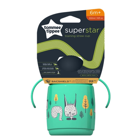 Cana cu Pai si Protectie Tommee Tippee Bacsshield 300 ml 6 luni + Verde