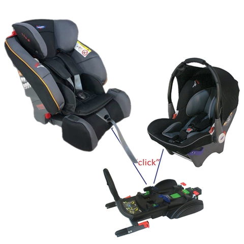 Sistem Modular Klippan Triofix Maxi 9-36 Kg Rear-Facing Black Orange + Dinofix 0-13 Kg Black/Grey + Baza Isofix