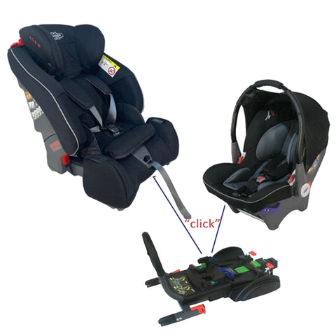 Sistem Modular Klippan Triofix Maxi 9-36 Kg Rear-Facing Freestyle + Dinofix 0-13 Kg Black/Grey + Baza Isofix